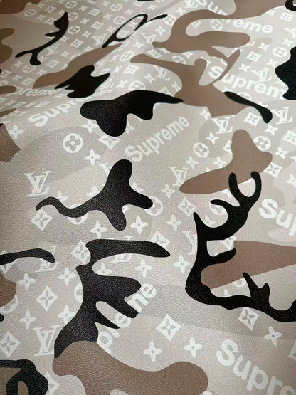 Fashion Gray LV With Supreme Camouflage Leather Fabric For Handmade Sneaker,Upholstery Goods