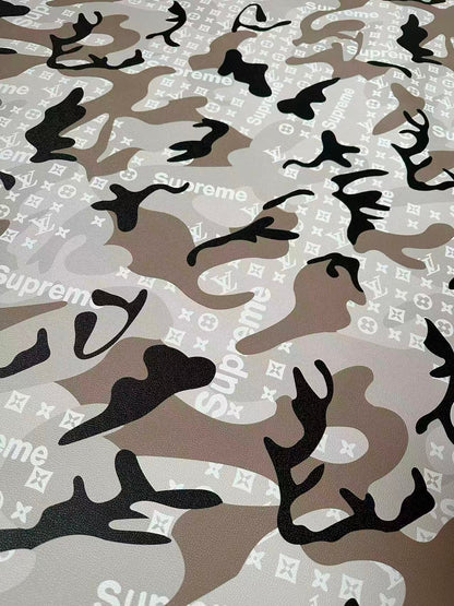 Fashion Gray LV With Supreme Camouflage Leather Fabric For Handmade Sneaker,Upholstery Goods