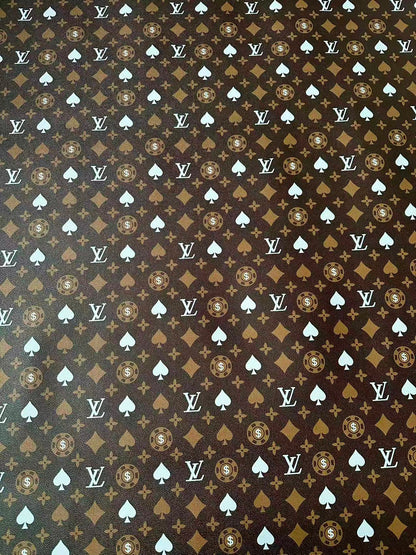 Craft Las Vegas Playing Cards With LV Leather Fabric For Handmade Shoes, Sneaker Handicraft Goods By Yard(Brown)