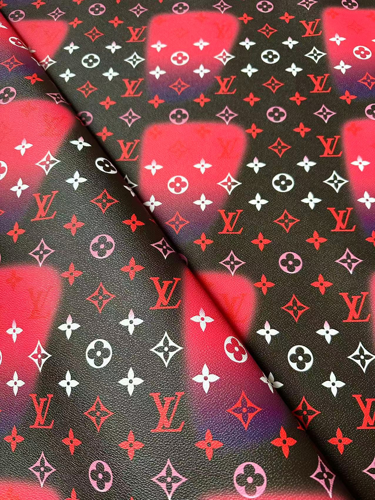 Fashion LV Hot Pink Dot Leather Fabric For Sneaker, DIY Goods By Yard