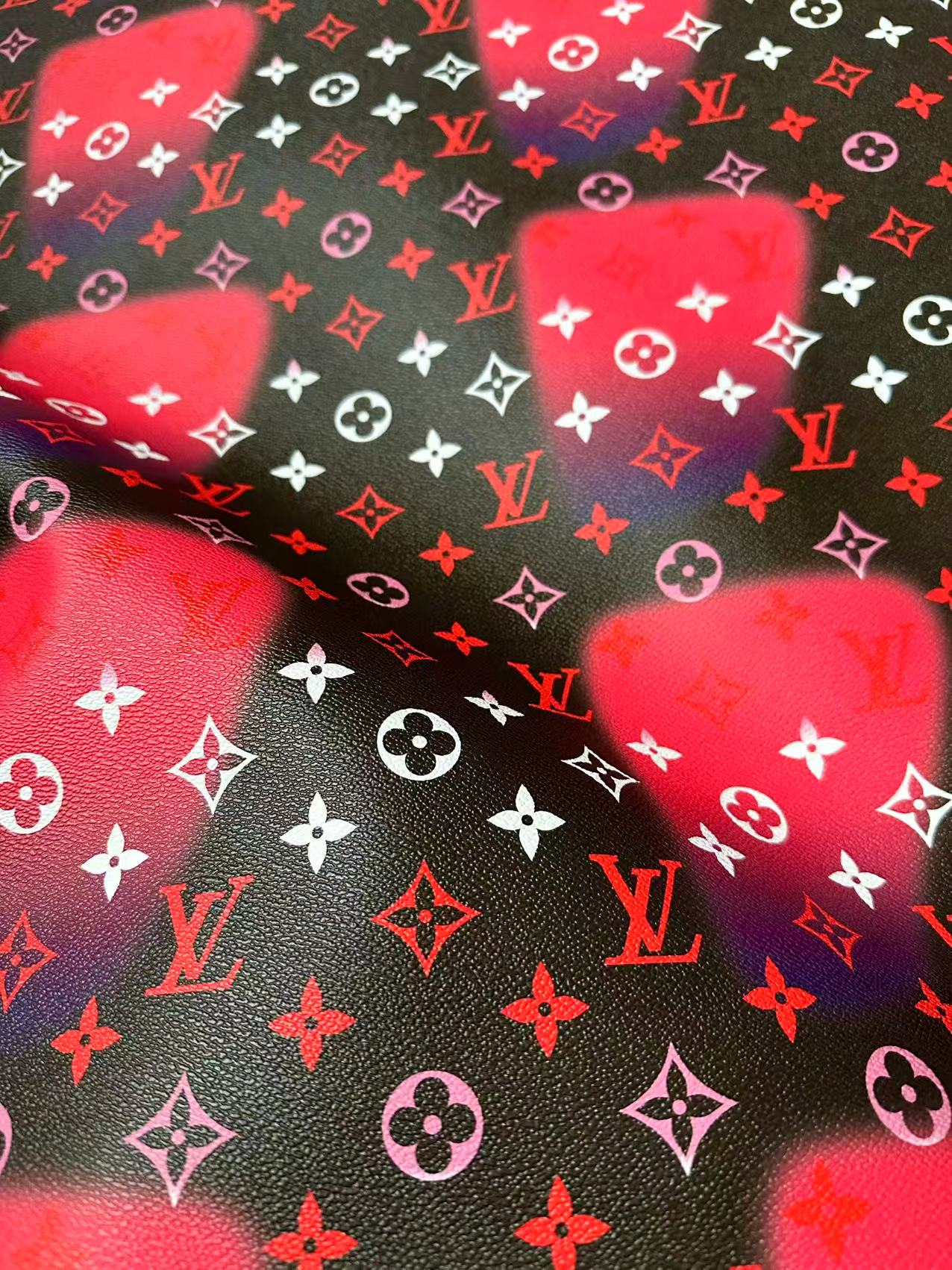Fashion LV Hot Pink Dot Leather Fabric For Sneaker, DIY Goods By Yard