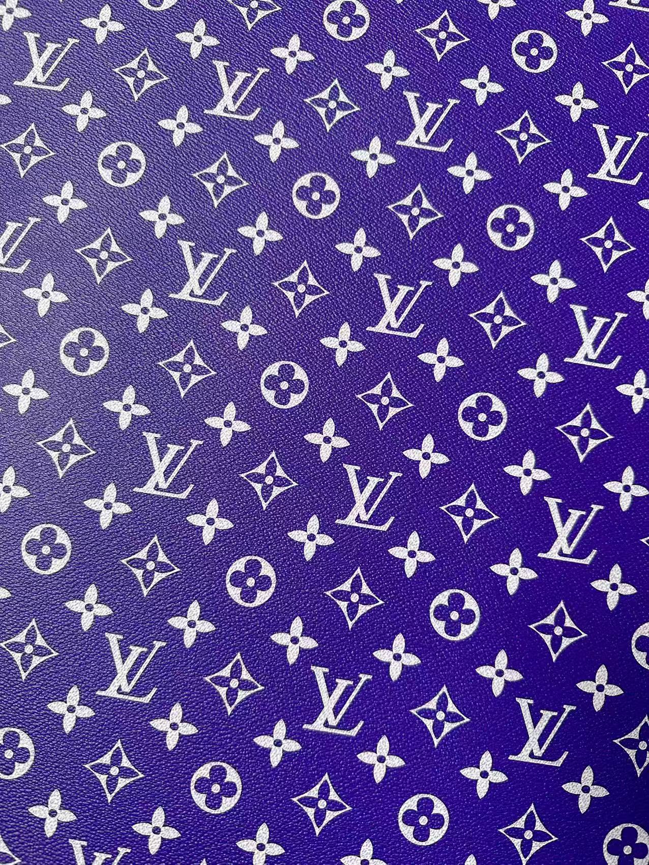 Craft Purple With White LV Vinyl Leather for Handmade Sneaker,Car Upholstery Leather By Yard
