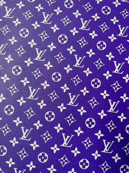 Craft Purple With White LV Vinyl Leather for Handmade Sneaker,Car Upholstery Leather By Yard