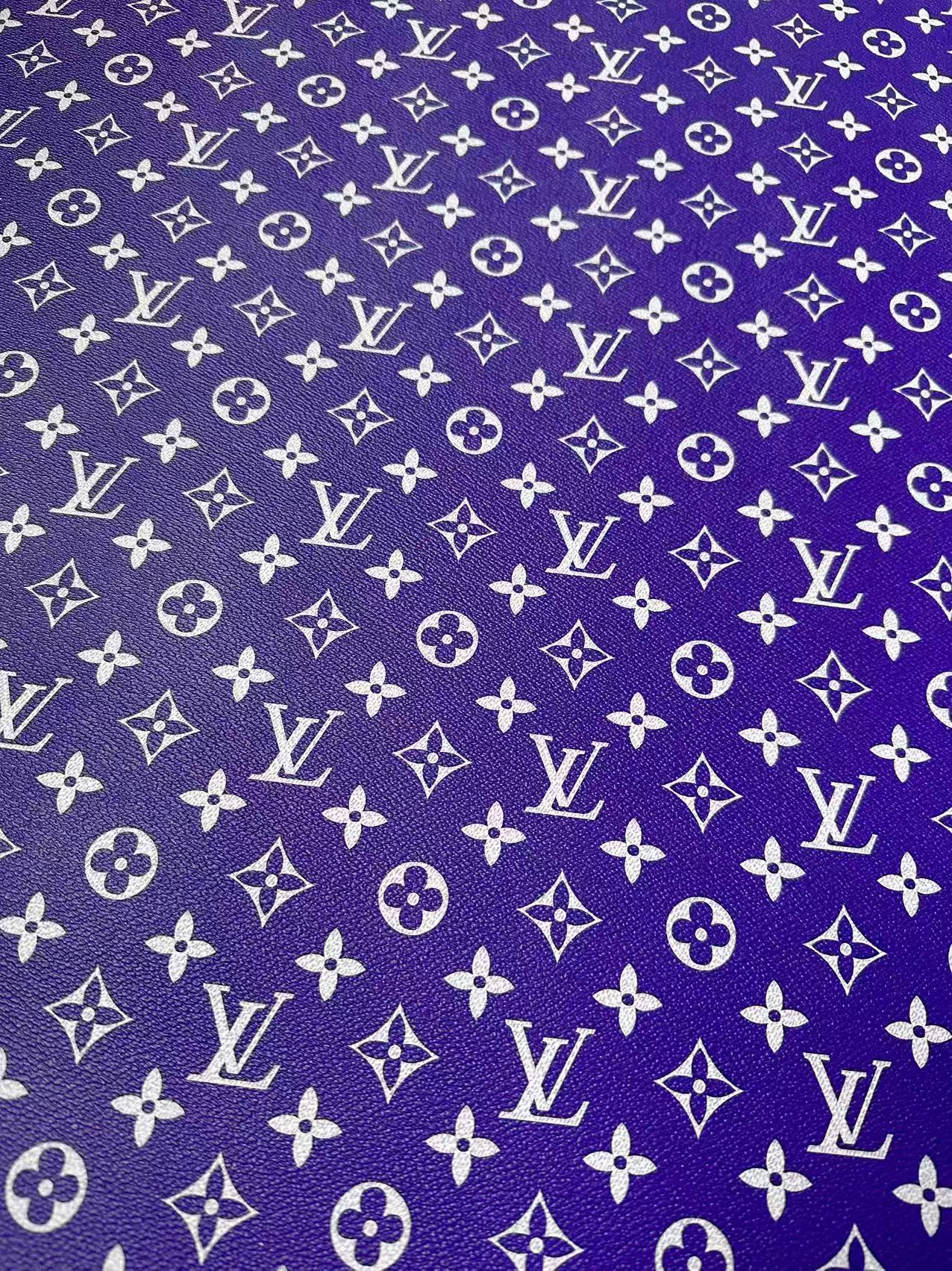 Craft Purple With White LV Vinyl Leather for Handmade Sneaker,Car Upholstery Leather By Yard