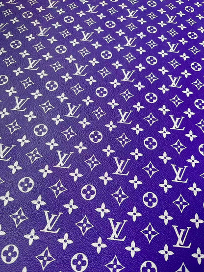 Craft Purple With White LV Vinyl Leather for Handmade Sneaker,Car Upholstery Leather By Yard