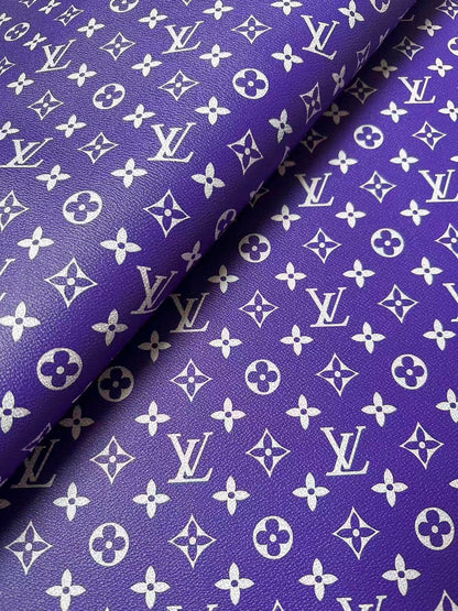 Craft Purple With White LV Vinyl Leather for Handmade Sneaker,Car Upholstery Leather By Yard