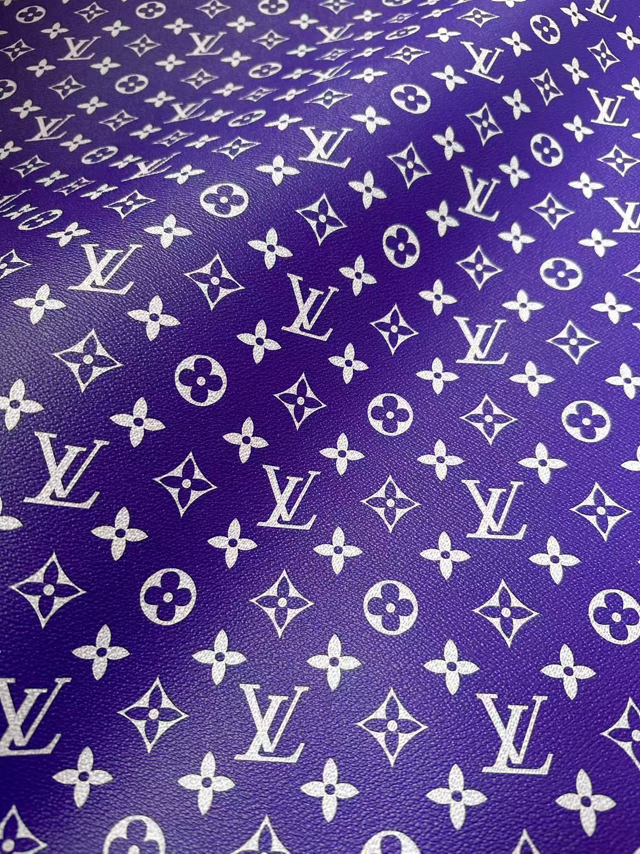 Craft Purple With White LV Vinyl Leather for Handmade Sneaker,Car Upholstery Leather By Yard