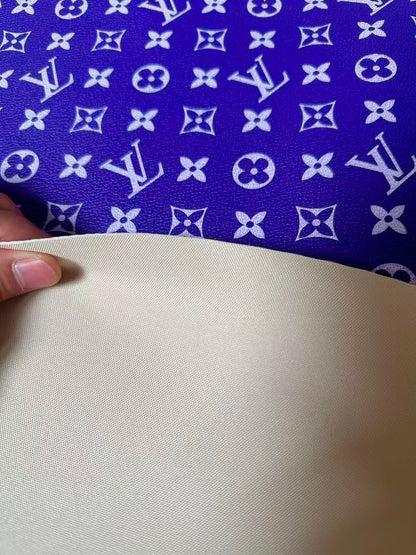 Craft Purple With White LV Vinyl Leather for Handmade Sneaker,Car Upholstery Leather By Yard