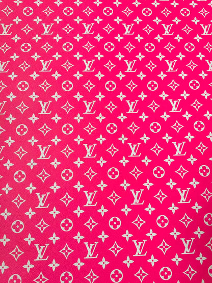 Craft Hot Pink LV Vinyl Leather for Handmade Sneaker,Car Upholstery Leather By Yard