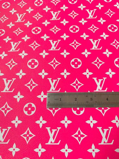 Craft Hot Pink LV Vinyl Leather for Handmade Sneaker,Car Upholstery Leather By Yard