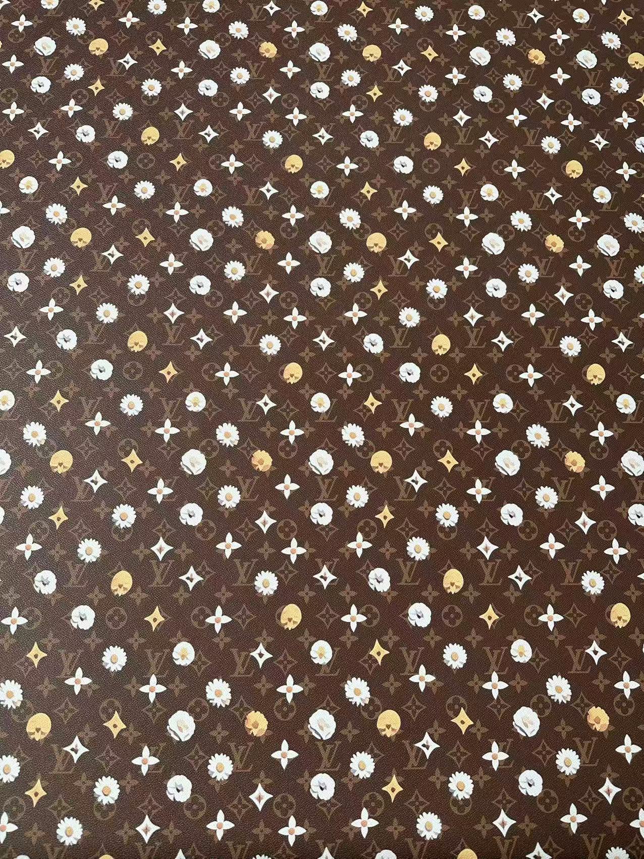 Craft LV With Point Flower Leather Fabric For Handmade Shoes, Sneaker Handicraft Goods By Yard