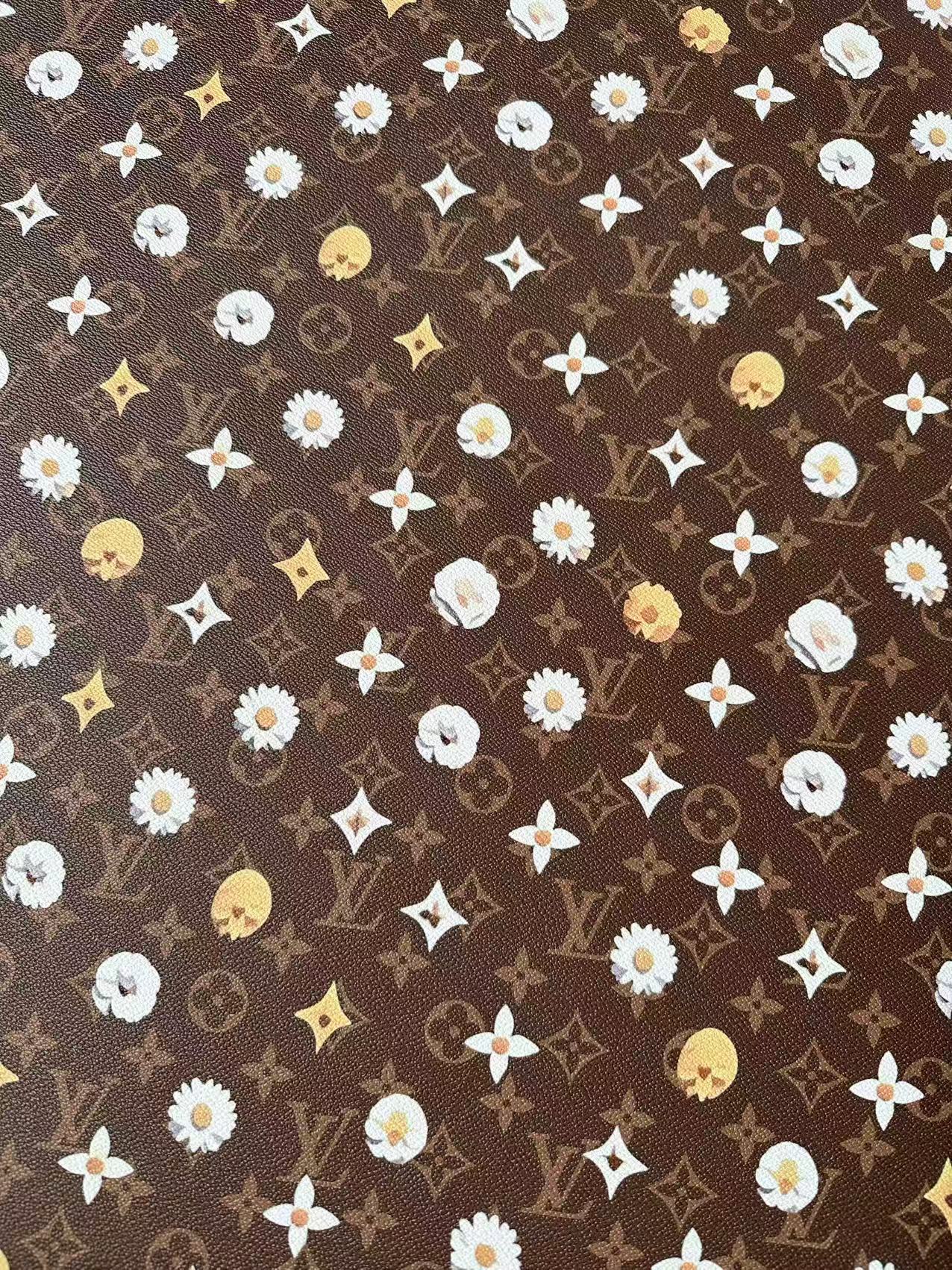 Craft LV With Point Flower Leather Fabric For Handmade Shoes, Sneaker Handicraft Goods By Yard
