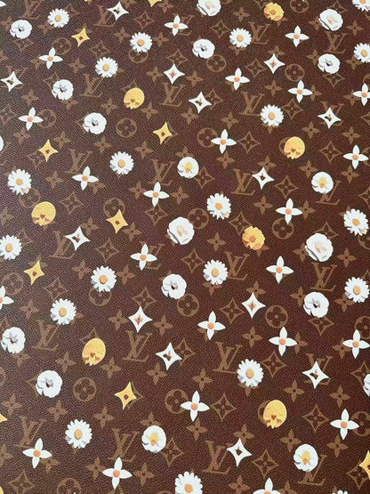 Craft LV With Point Flower Leather Fabric For Handmade Shoes, Sneaker Handicraft Goods By Yard