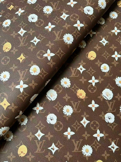 Craft LV With Point Flower Leather Fabric For Handmade Shoes, Sneaker Handicraft Goods By Yard