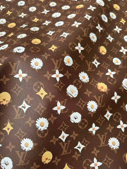 Craft LV With Point Flower Leather Fabric For Handmade Shoes, Sneaker Handicraft Goods By Yard