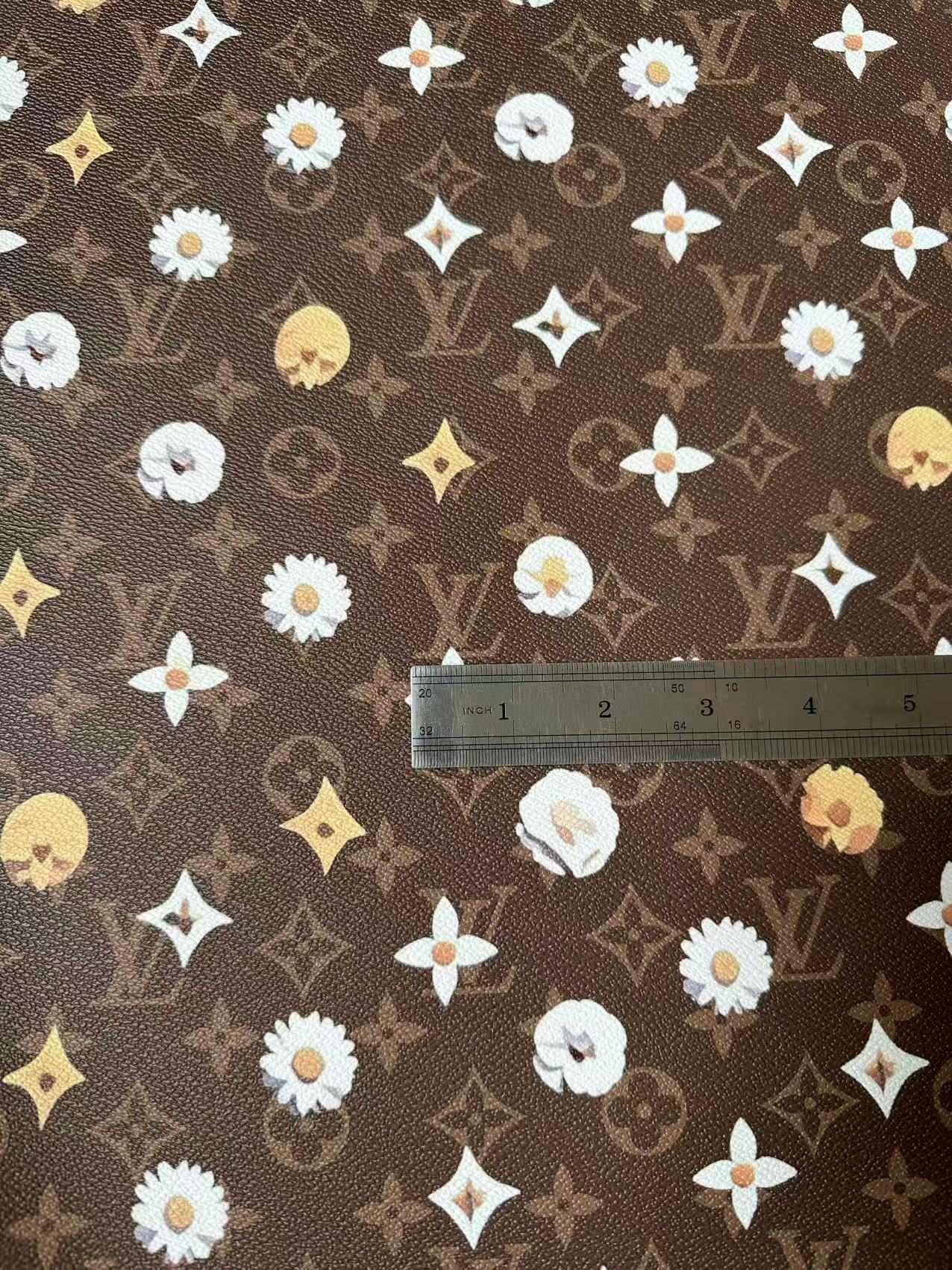 Craft LV With Point Flower Leather Fabric For Handmade Shoes, Sneaker Handicraft Goods By Yard