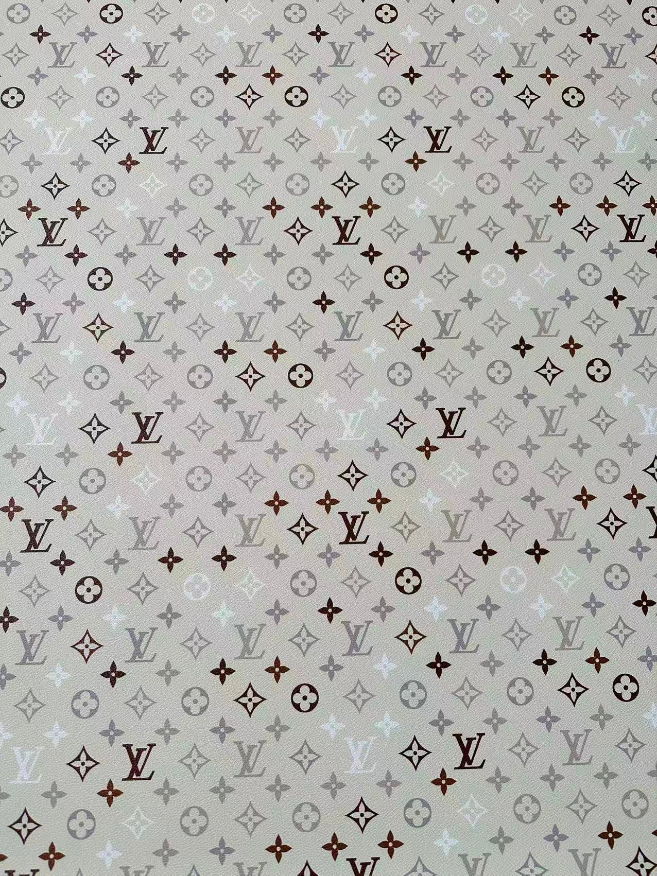 Fashion White,Brown and Gray LV Vinyl Leather for Handmade Sneaker,Car Upholstery Leather By Yard