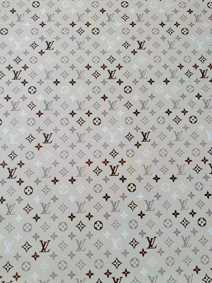 Fashion White,Brown and Gray LV Vinyl Leather for Handmade Sneaker,Car Upholstery Leather By Yard