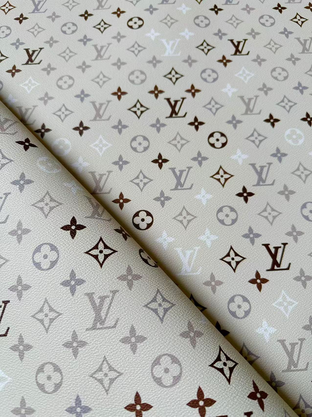 Fashion White,Brown and Gray LV Vinyl Leather for Handmade Sneaker,Car Upholstery Leather By Yard
