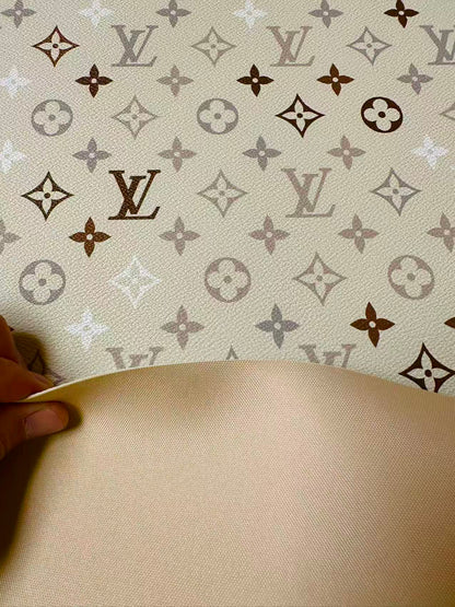 Fashion White,Brown and Gray LV Vinyl Leather for Handmade Sneaker,Car Upholstery Leather By Yard