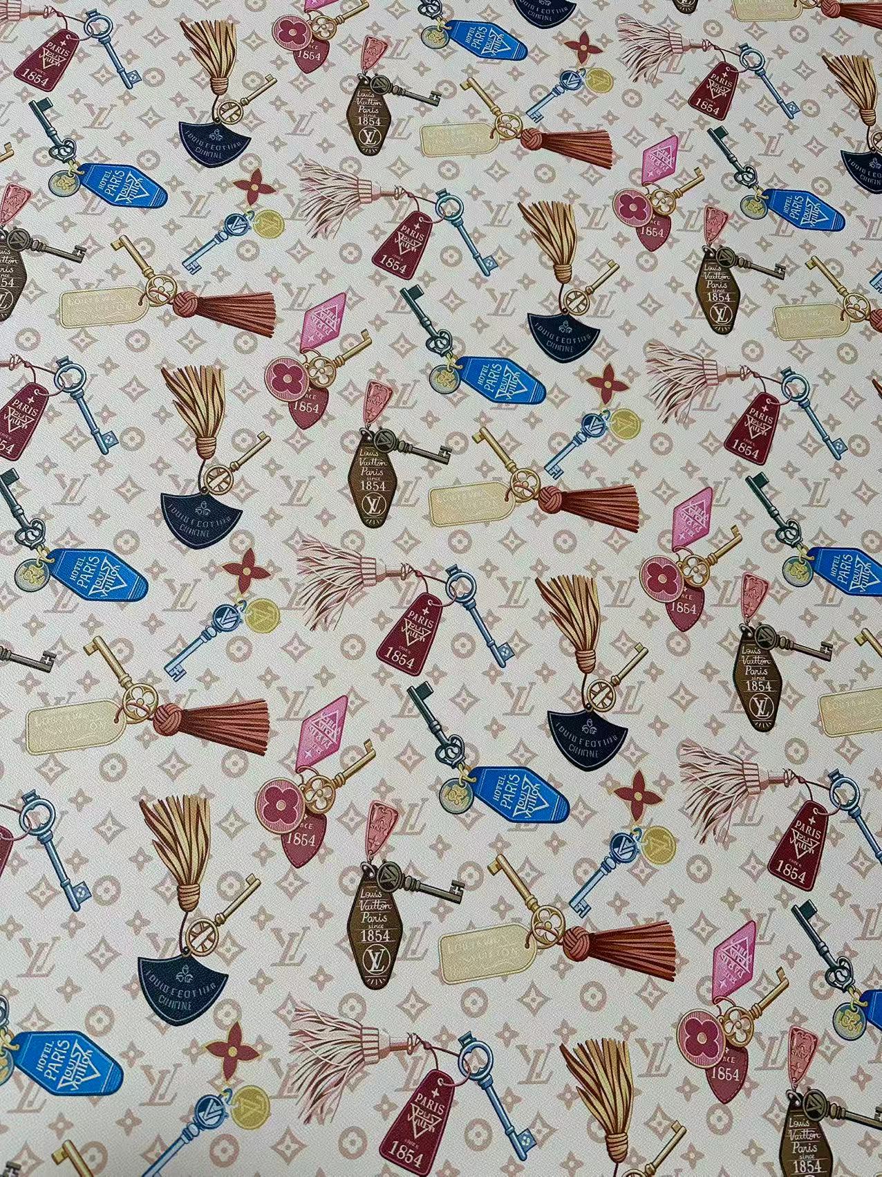 Fashion Colorful Key With LV Leather Fabric For Handmade Sneaker,Bag And Upholstery Goods