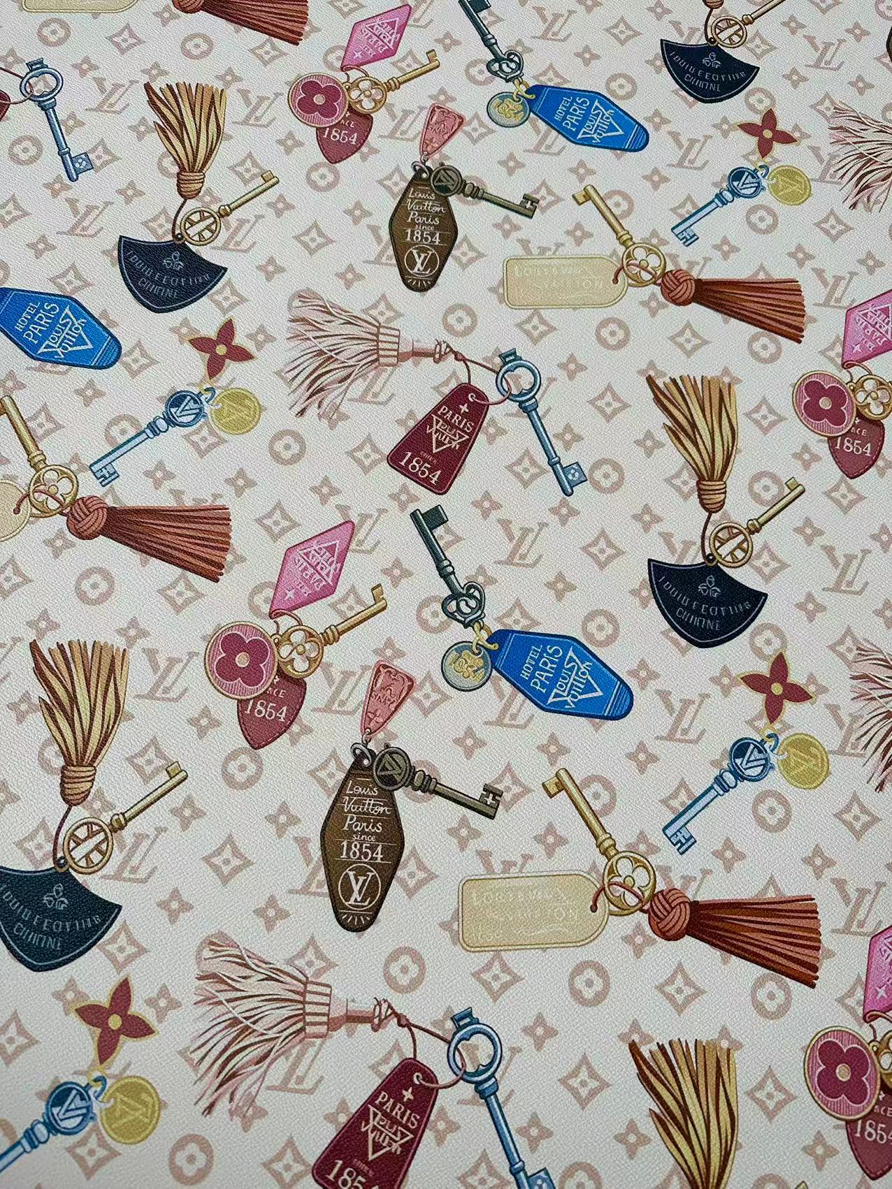 Fashion Colorful Key With LV Leather Fabric For Handmade Sneaker,Bag And Upholstery Goods