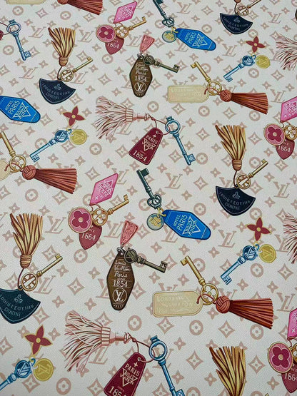 Fashion Colorful Key With LV Leather Fabric For Handmade Sneaker,Bag And Upholstery Goods