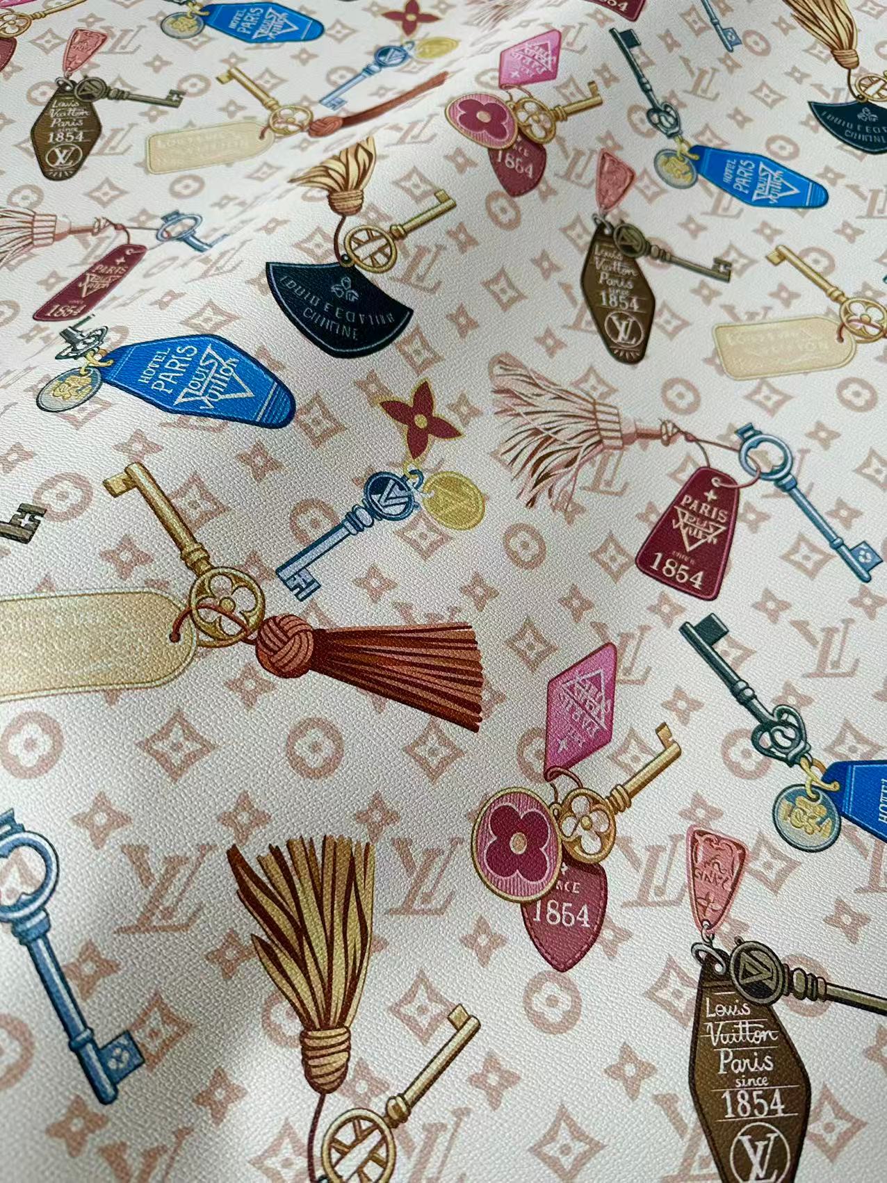 Fashion Colorful Key With LV Leather Fabric For Handmade Sneaker,Bag And Upholstery Goods