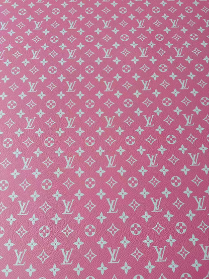 Fashion Pink LV Vinyl Leather for Handmade Shoes Bag And Car Upholstery Leather By Yard