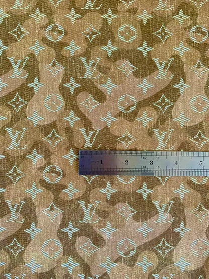 Fashion Denim Canvas Cloth Fabric , LV Camouflage Design Fabric for Handmade Bags