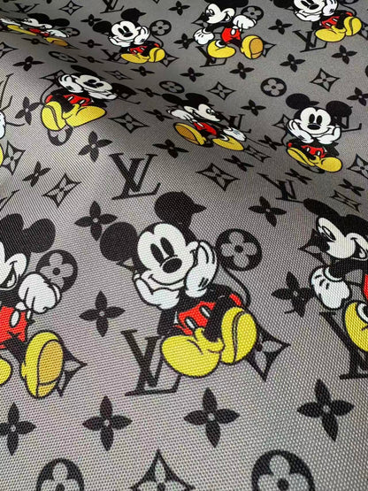 Fashion Mickey Mouse With LV Canvas Cloth Fabric For Handmade sewing , DIY Upholstery ,Shoes By Yard