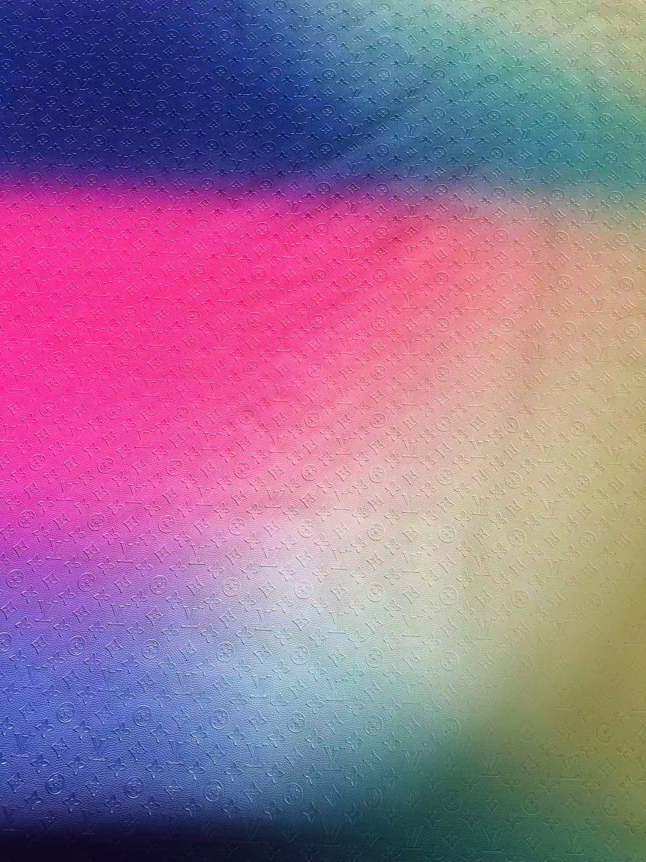 Fashion Gradient Colorful Rainbow LV Embossed Leather Fabric For Handmade Box,Upholstery Goods