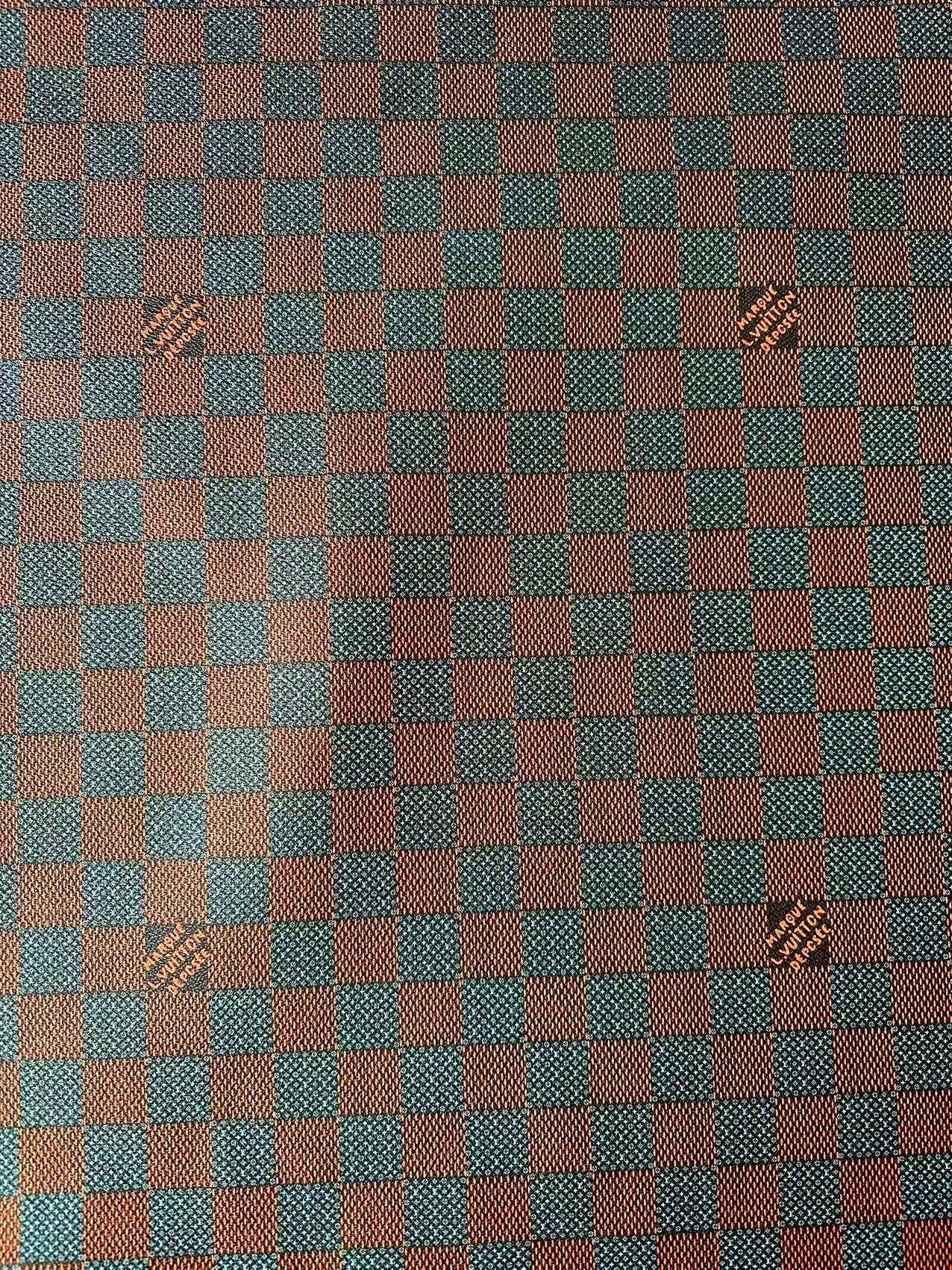 Fashion LV Damier Leather Fabric For Handmade Shoes, Upholstery DIY Goods By Yard