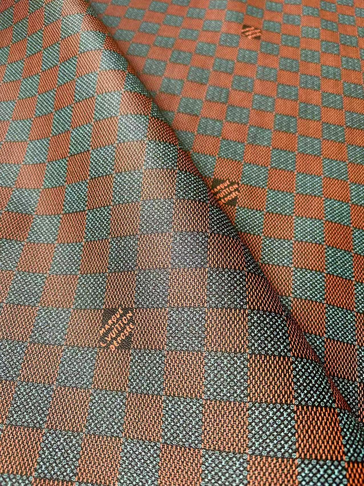 Fashion LV Damier Leather Fabric For Handmade Shoes, Upholstery DIY Goods By Yard