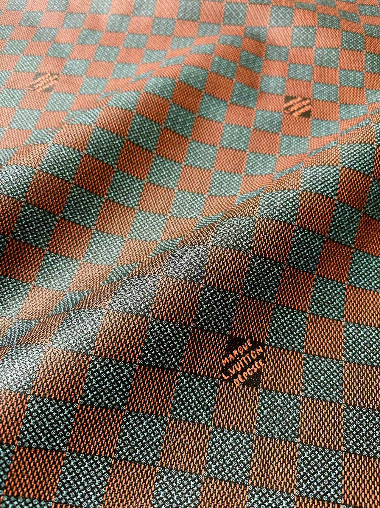 Fashion LV Damier Leather Fabric For Handmade Shoes, Upholstery DIY Goods By Yard