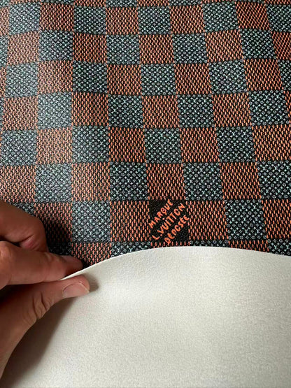 Fashion LV Damier Leather Fabric For Handmade Shoes, Upholstery DIY Goods By Yard