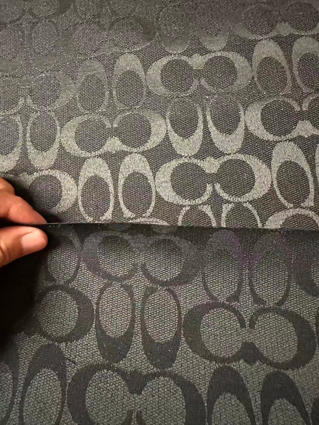 Classic Coach Jacquard Cloth Fabric For Handmade Clothing ,Bags ,Shoes Hat By Yards(Black)