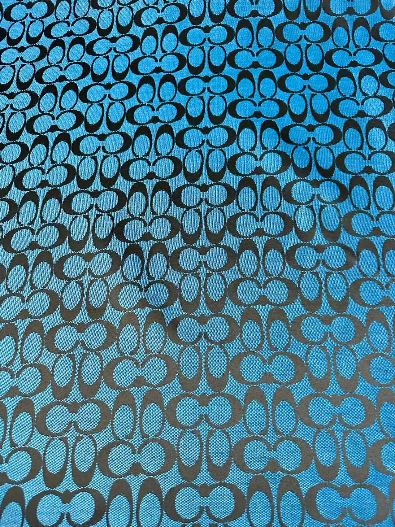 Classic Coach Jacquard Cloth Fabric For Handmade Clothing ,Bags ,Shoes Hat By Yards(Blue)