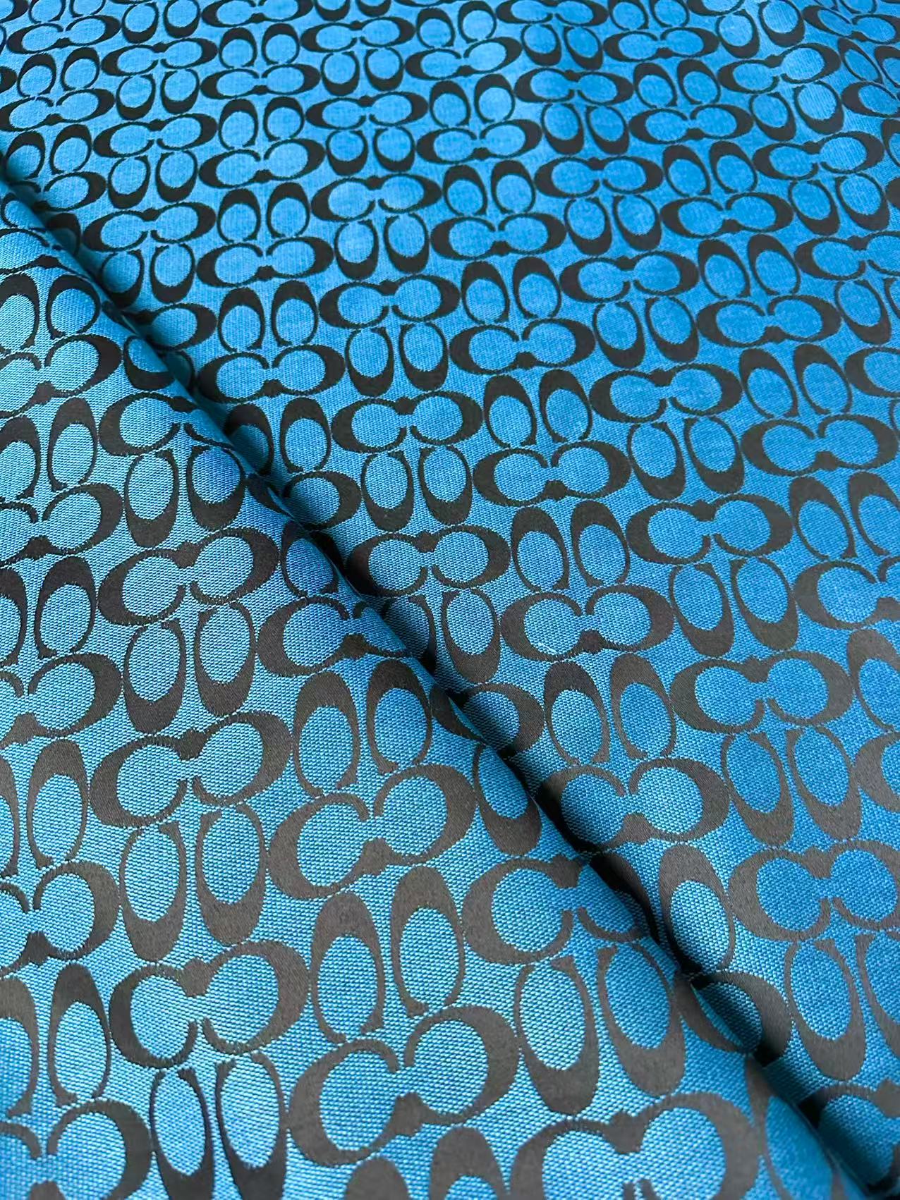 Classic Coach Jacquard Cloth Fabric For Handmade Clothing ,Bags ,Shoes Hat By Yards(Blue)