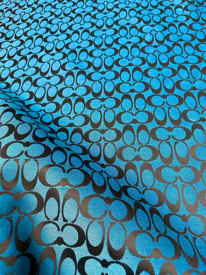 Classic Coach Jacquard Cloth Fabric For Handmade Clothing ,Bags ,Shoes Hat By Yards(Blue)