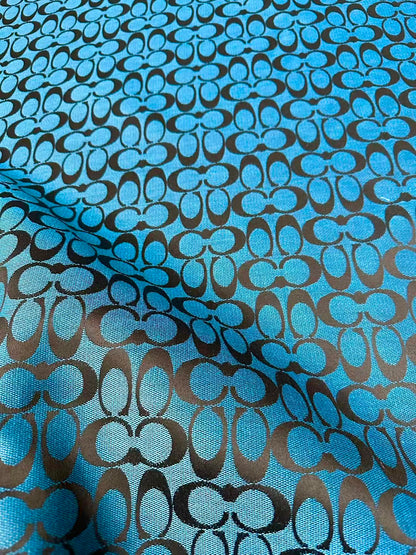 Classic Coach Jacquard Cloth Fabric For Handmade Clothing ,Bags ,Shoes Hat By Yards(Blue)