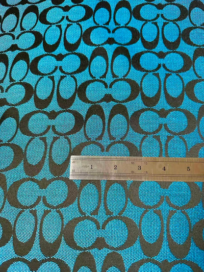 Classic Coach Jacquard Cloth Fabric For Handmade Clothing ,Bags ,Shoes Hat By Yards(Blue)