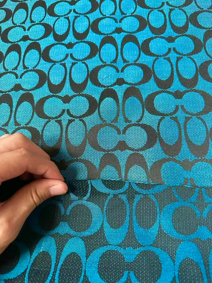 Classic Coach Jacquard Cloth Fabric For Handmade Clothing ,Bags ,Shoes Hat By Yards(Blue)