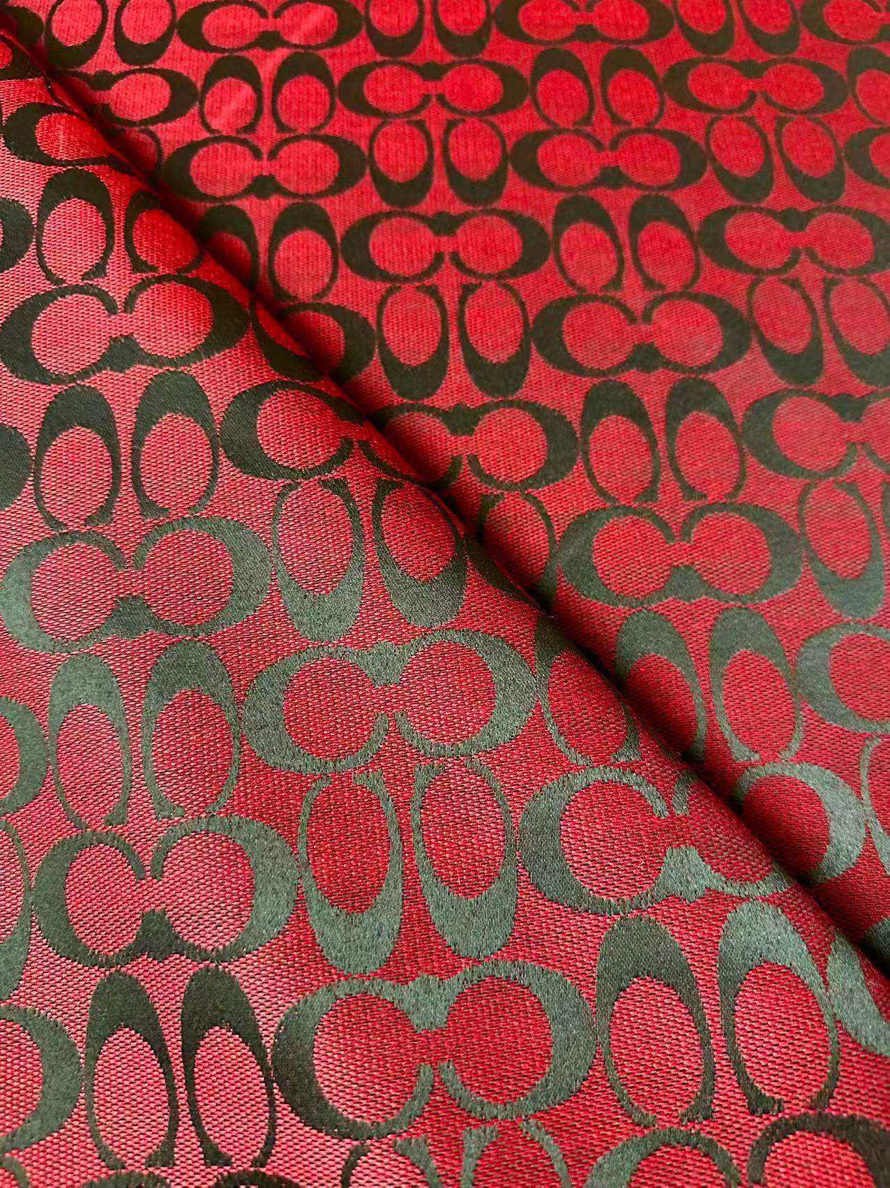 Classic Coach Jacquard Cloth Fabric For Handmade Clothing ,Bags ,Shoes Hat By Yards(Red)