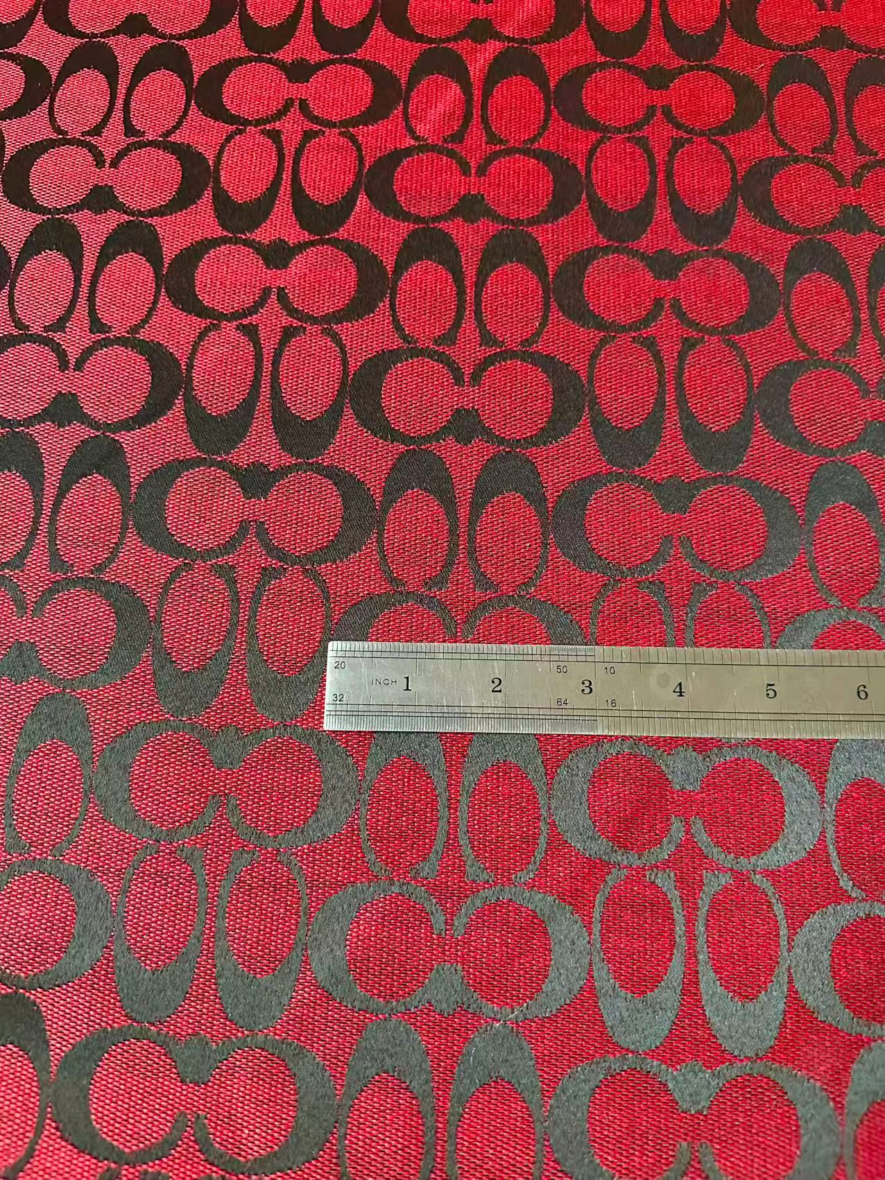 Classic Coach Jacquard Cloth Fabric For Handmade Clothing ,Bags ,Shoes Hat By Yards(Red)
