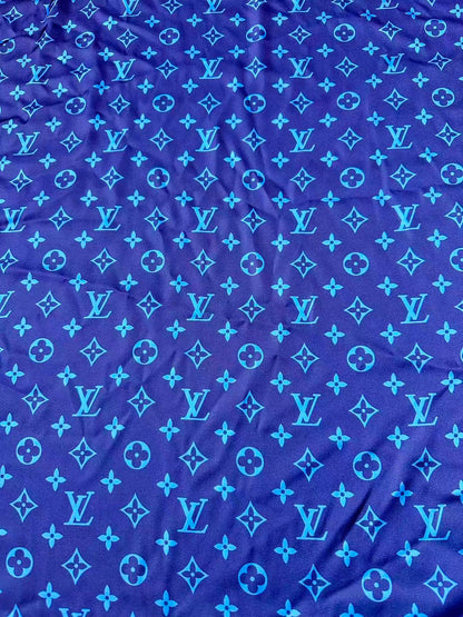 Craft Blue Silk Printing Cloth Fabric For Handmade Handicraft Goods By Yard