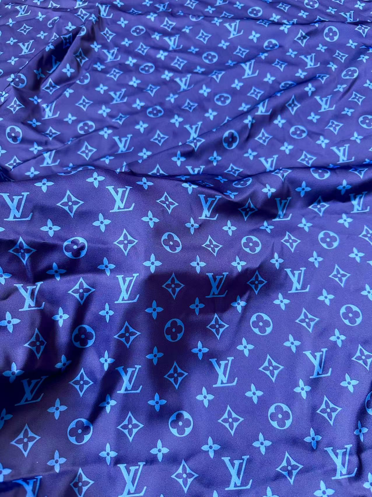 Craft Blue Silk Printing Cloth Fabric For Handmade Handicraft Goods By Yard