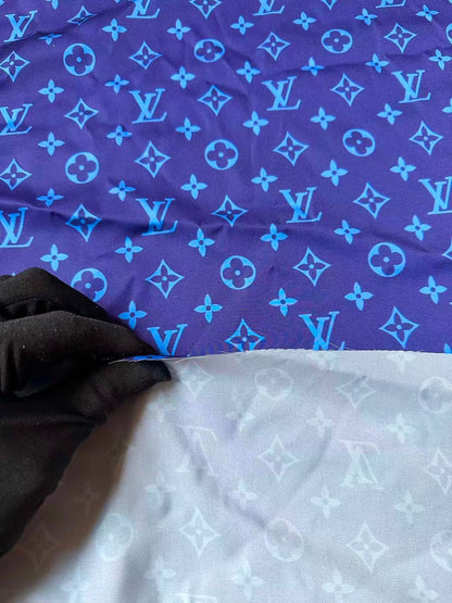 Craft Blue Silk Printing Cloth Fabric For Handmade Handicraft Goods By Yard
