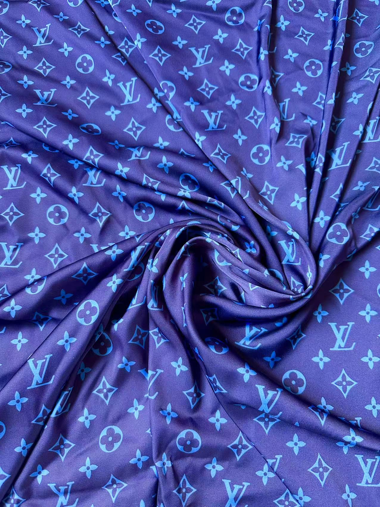Craft Blue Silk Printing Cloth Fabric For Handmade Handicraft Goods By Yard