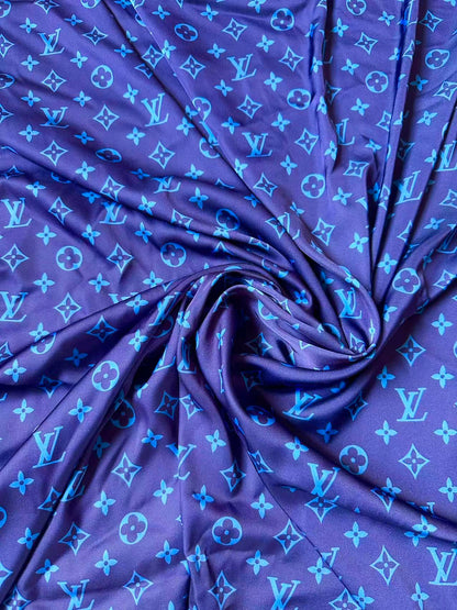 Craft Blue Silk Printing Cloth Fabric For Handmade Handicraft Goods By Yard